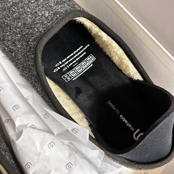 Mahabis Larvik Classic Slippers Women 11.5 12 Men 9.5 10 EU 43 Gray Yellow NEW - Picture 4 of 6